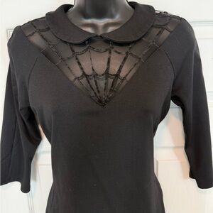 Unique Vintage Black Spider Web Blouse Size M